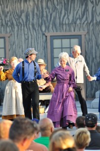 One of 20 stage missionaries joining in dance with a couple missionary during their production of "Sunset by the Mississippi." (Photo courtesy of Heidi Camp.)