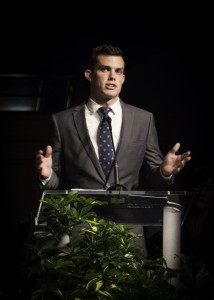 Brandon Beck addressed students about pursuing passion and getting involved during their BYU experience. Photo by Samantha Paskin