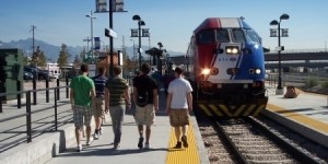 Students ride the Frontrunner train from Provo to Salt Lake City