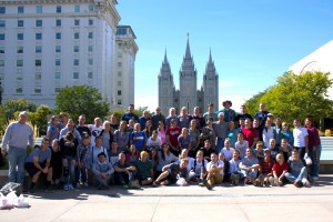 Members of the Provo YSA 26th ward arrived at the Salt Lake Temple. Photo courtesy Amber Crofts. 
