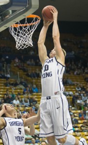 Eric Mika dunks the ball during the Cougars' game against Colorado College. BYU won. Photo by Ari Davis