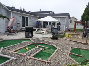 Strong built all nine holes of miniature golf into his back yard. His new house will have a race track. (Photo courtesy of Jeff Strong)