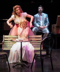 BYU music alum Amy Owens (seated) and Celena Shafer (standing) perform in 'Fatal Song,' at the Rose Wagner Theatere. (Photo courtesy of Christine McDonough.)