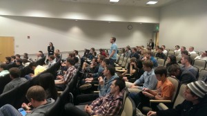 Students and Professors take the time to ask questions about how Google Fiber will affect Provo. Photo by Kyrene Gibb.