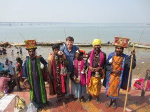 Otteson (center) with five pilgrims dressed for Shiva Ratri, a festival for the Lord Shiva. (Courtesy Taylor Otteson)