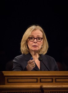 Peggy Noonan addressed BYU students and faculty about leadership through the eyes of the past five presidents of the United States. Photo by Samantha Williams 