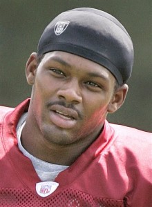  In this Aug. 24, 2005 file photo, Washington Redskins football player Sean Taylor is shown at training camp in Ashburn, Va. A 23-year-old man was convicted of second-degree murder Monday, Nov. 4, 2013, in Miami, in the 2007 slaying of Taylor during what witnesses say was a botched burglary. The jury deliberated about 16 hours over four days before returning the verdict in the trial of Eric Rivera Jr., who admitted in a videotaped confession to police days after Taylor's death that he fired the fatal shot after kicking in the bedroom door.  (AP Photo/Lawrence Jackson, File)