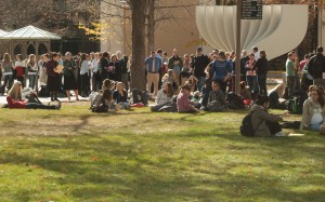 Students were evacuated from the SWKT when the fire alarm went off. Photo by Maddi Davis