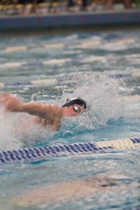 The BYU swim team held its first swim invite on Saturday, bringing in aspiring swimmers to compete against the BYU team. Photo by Ari Davis.