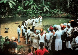 Some of the first black members to be baptized after the 1978 announcement giving them the priesthood occurred in Nigeria in March 1978. Photo by Janath Cannon, courtesy Deseret News.