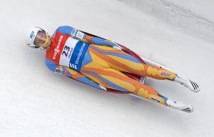 Kate Hansen of the U.S. speeds  during the first run of the women's luge World Cup race in Oberhof, Germany, Saturday, Jan. 11, 2014. Courtesy AP Photo/Jens Meyer.