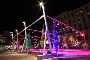 Filled with the perfect ambiance to create a winter wonderland, the Gallivan Center's ice skating rink in Salt Lake will have students wishing it was winter year round.(Photo courtesy of Gallivan Center.)