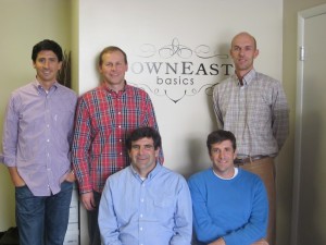 The current DownEast executive management team includes BYU graduates (left to right) Jonathan Freedman (1998), Klane Murphy (1990), Charlie Freedman (BA-1990, JD-1993), Bill Freedman (1992), Rich Israelsen (1994). (Photo courtesy of DownEast Outfitters.)
