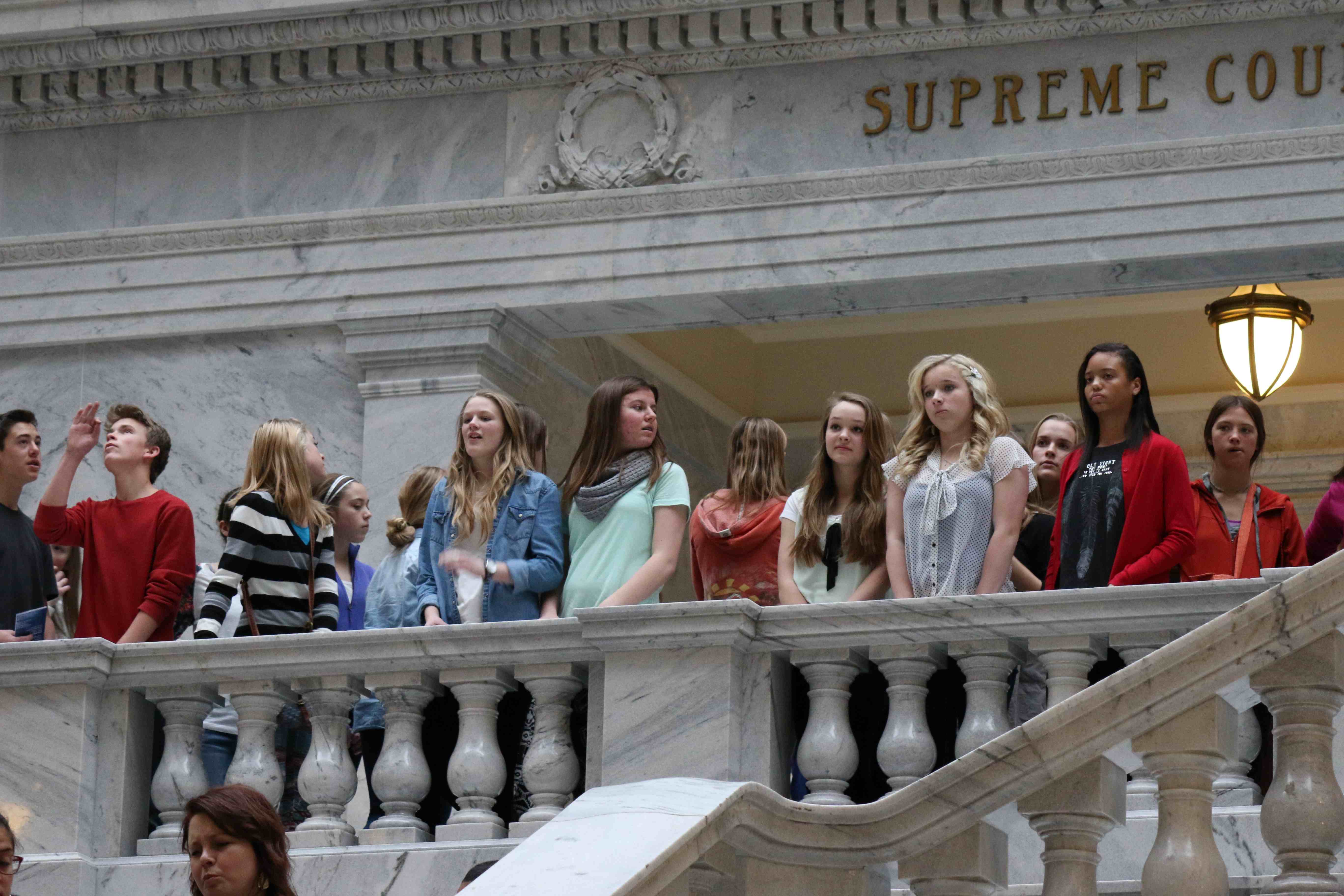 Through out the session school groups take tours of the capitol to learn about the lawmaking process 