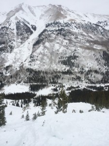 This photo released by the Colorado Avalanche Information Center show the area of an avalanche that killed two skiers on Saturday, Feb. 15, 2014. (AP Photo)