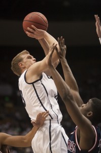 Tyler Haws led BYU with 33 points in Saturday's game against the Saint Mary's Gaels. Photo by Elliott Miller.