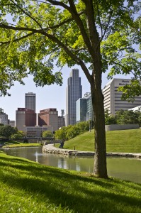 The Omaha, Neb. skyline. Nebraska is one of the best states for young people.