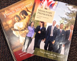 Missionary Preparation manuals and Preach My Gospel manuals are used in missionary preparation courses to help prepare students to serve full-time missions. (Photo credit by Kristina Tieken)