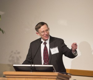 Ken Alford, BYU professor of Church History and Doctrine, speaks at the Church History Symposium about organizing religion in Afghanistan. (Samantha Williams)