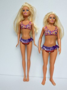 Compared to 'Barbie' the Lammily doll has the proportions of the average 19-year-old woman. The most significant differences are the shorter legs and the flat feet of Lamm's doll. (Photo courtesy of Nickolay Lamm.)