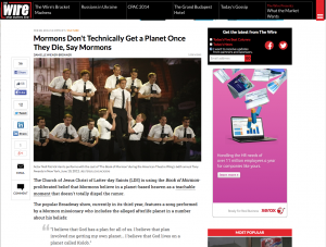 Screen Shot of Wire story about Mormons