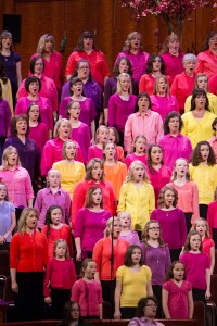 The choir, made of women ages 8 to 80, sings during Saturday's first ever General Women's Meeting. (Photo by Sarah Hill.)