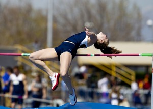 Lexi Eaton soars over the bar during a 2012 track meet.