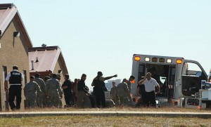 The U.S. Army prepares to move the wounded following shootings at Ft. Hood on April 2, 2014. (AP photo)
