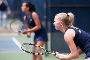 Mayci Jones gets ready to return a serve. The BYU Women's tennis started out this season at the ITA Kickoff Weekend in Virginia.