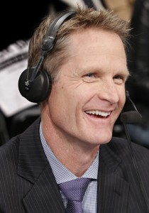 Former NBA player Steve Kerr, now a sports broadcaster for TNT, provides commentary during the NBA Playoffs. (AP Photo/Kathy Willens, File)