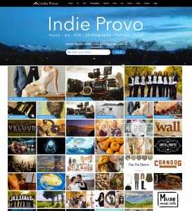 The website homepage of Indie Provo features local artists of all kind. It is easy access to upcoming shows and exhibits. It allows both artists and spectators to view the wide variety of talent Provo offers. (Photo courtesy of website creator Marshall Bean.)