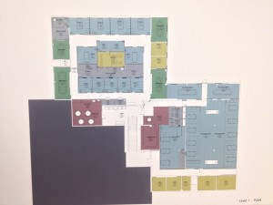 The floor plan shows the expansion of the learning center will increase the space from 6,000 square feet to 10,000 square feet. The new space will provide students with more hands on opportunities. Photo courtesy of The College of Nursing. 