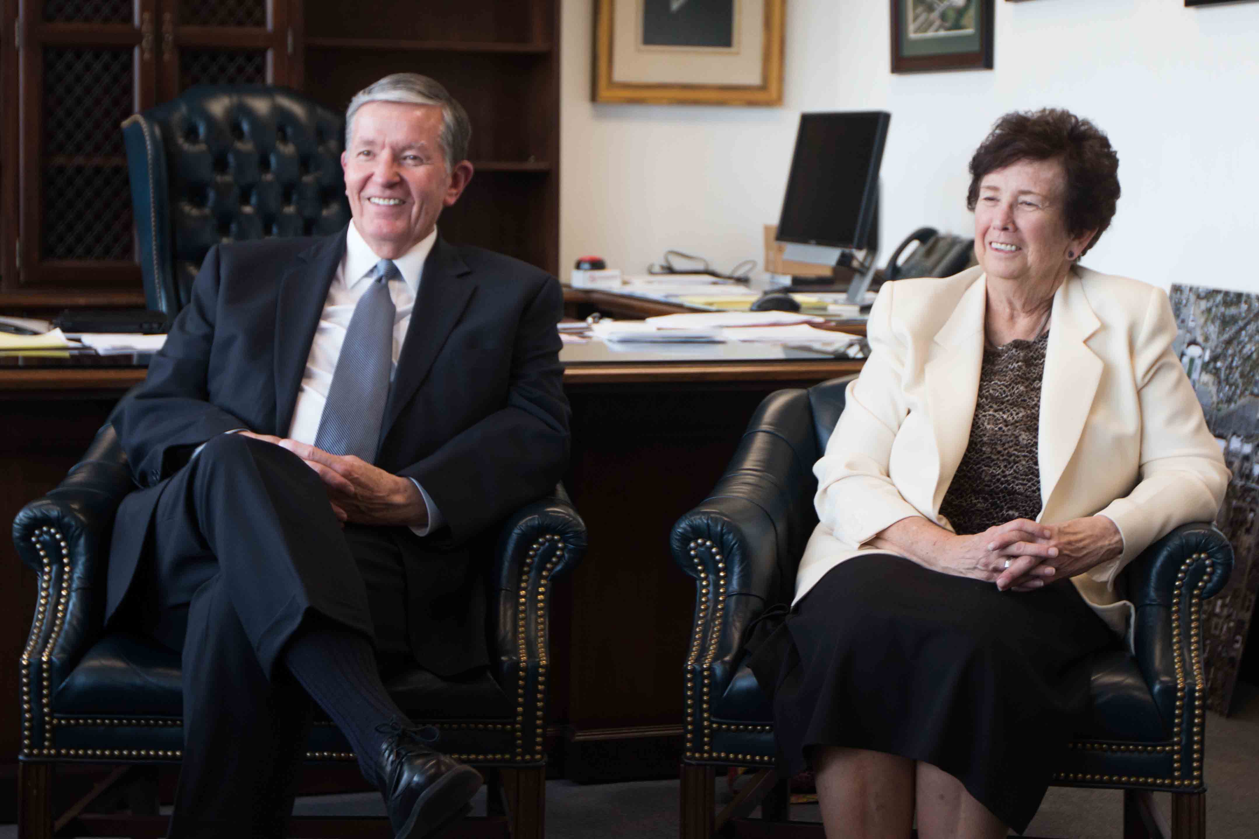 President Cecil O. Samuelson and his wife Sharon Samuelson during an interview with The Universe. 