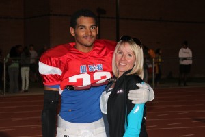 BYU cornerback Jordan Preator stands with his mother after a high school All-Star game. Photo courtesy Jordan Preator