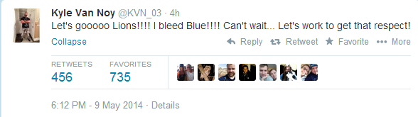 Kyle Van Noy's tweet after being selected 40th overall in the 2014 NFL Draft