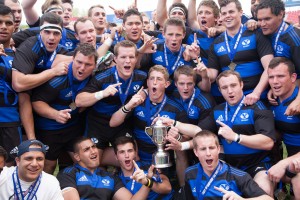 BYU rugby celebrates its third consecutive National Championship. Photo by Elliott Miller