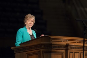 Virginia H. Pearce speaks at Women's Conference on May 1, 2014 Photo by Natalie Stoker 