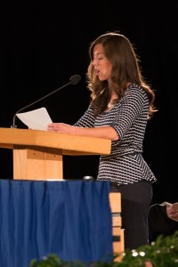 Mardi Townsend addresses a BYU WOmen's Conference audience.