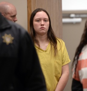 Al Hartmann | POOL 17-year-old Meagan Grunwald, who has been charged as an adult in the shootings of two Utah deputies, makes her first appearance in Judge Darold McDade's in Provo, Utah, on Monday, February 24, 2014.