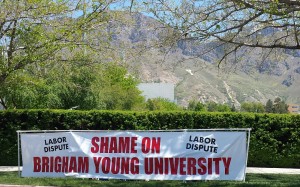 Union workers have been picketing BYU because a contractor doesn't use union workers.