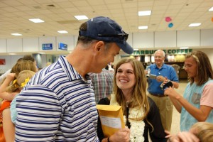 Sister Bethany Pratte is greeted by her friends and family after returning from her mission to Fresno California. Photo Courtesy Bethany Pratte