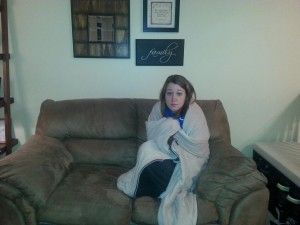 Jordan Eickbush uses blankets to keep warm during the winter instead of her heater. Photo taken by Erica Azad
