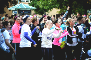 Supporters gathered at the Voices of Courage 5K, sponsored by BYU Women's Services last fall. BYU Women's Services is taking a different approach in making a positive change to sexual assault prevention. (Photo courtest BYU Women's Services) 