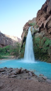 Havasu Falls is the first waterfall visitors see as they descend the hill leading to the campground. (Derrik Jenkins)