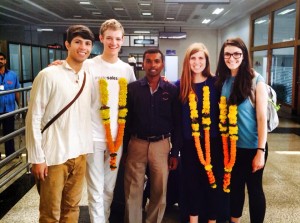 Nic Blosil, second from the left, with other English teachers after arriving in India. Blosil is using Fundly to  raise money for his flight back home to America. (Nic Blosil)