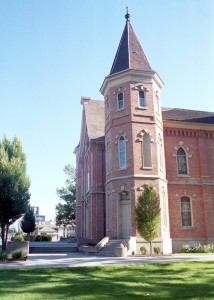 The Provo Tabernacle, made of timber, adobe and stone, was completed in 1885. The building stood for 115 years until meeting tragedy on Dec. 17, 2010. (Universe Archives)