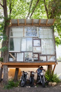 Peterson said he builds things with practicality in mind, his treehouse serves as a storage place for his motorcycles. (Ashley Thalman)