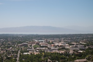 Pollution clogs campus and Utah Valley, creating a foggy skyline. The Utah legislature is currently working on a solution for pollution problems but for now asks that commuters carpool and be conscious of their personal pollution.