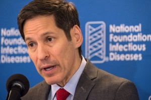 Dr. Thomas Frieden, Director of the Centers for Disease Control and Prevention speaks on the value of annual flu shots during a press conference at the National Press Club in Washington, Thursday, Sept. 18, 2014.   Influenza hospitalized a surprisingly high number of young and middle-aged adults last winter, and this time around the government wants more of them vaccinated. (AP Photo/J. David Ake)