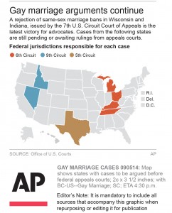 Utah's same-sex marriage ban was overturned by a federal judge in December. Utah officials will appeal this decision to the U.S. Supreme Court. (Office of U.S. Courts, AP Graphic)